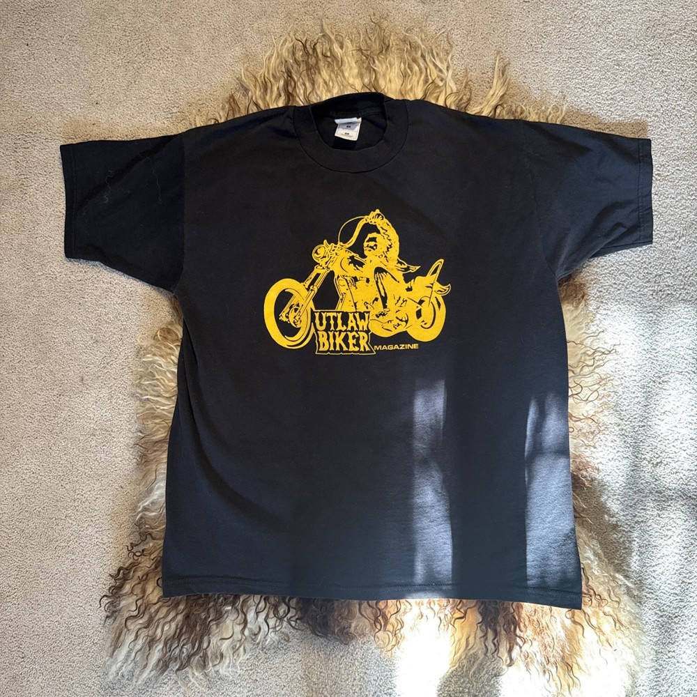 Vintage OUTLAW BIKER MAGAZINE T Tee Short Sleeve Shirt XL