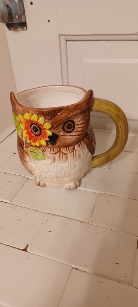 Pier 1 owl cup mug dolomite coffee tea large