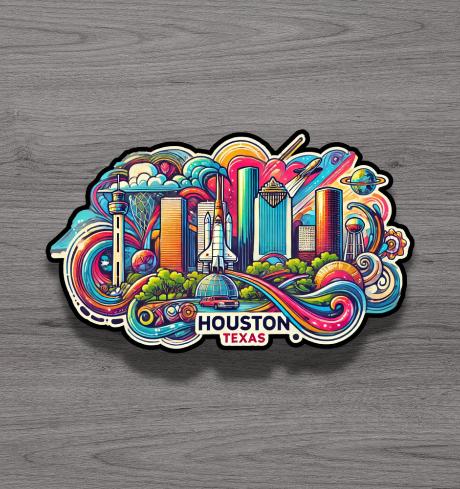 Houston Texas Fridge Magnet or Laptop Sticker