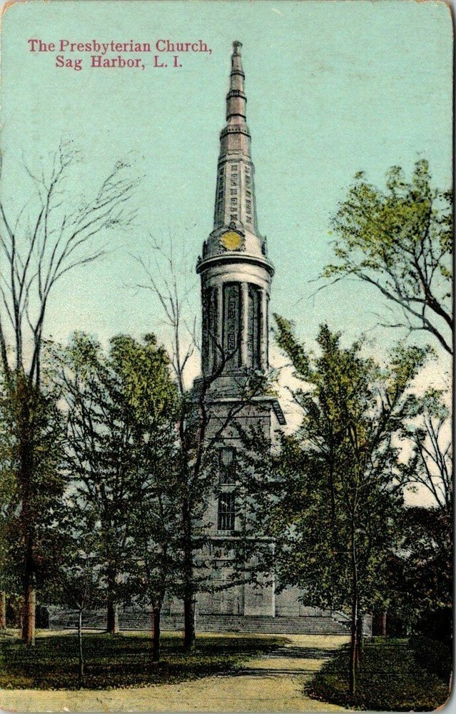 c1910 Presbyterian Church Sag Harbor Long Island New York Vintage Postcard