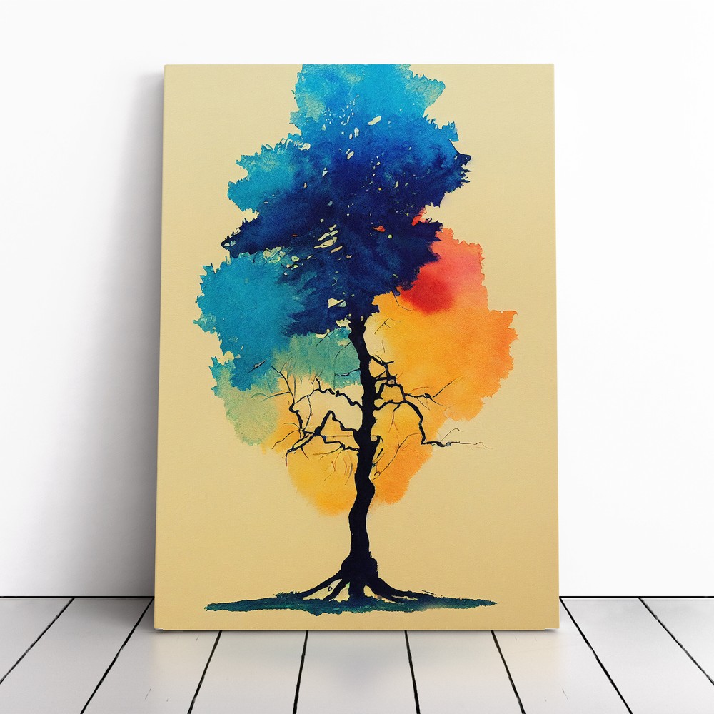 Water Paint Tree No.3 Canvas Wall Art Print Framed Picture Home Office Decor