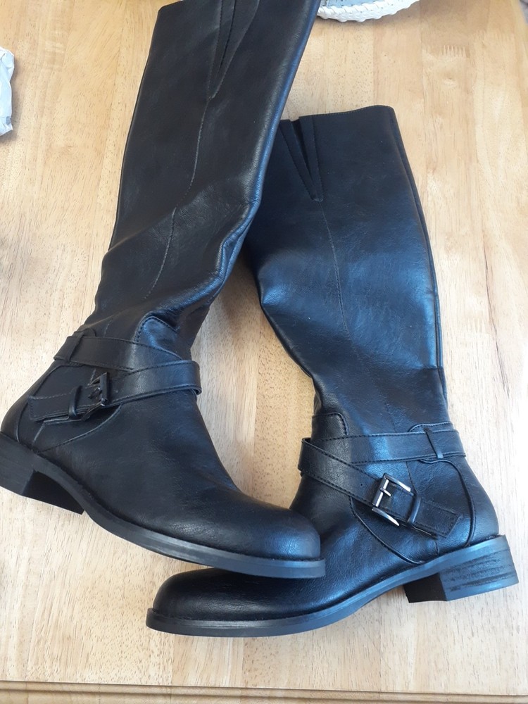Kenneth Cole Reaction Gwen Tall Zip Side Knee High Riding Boots Women's 6  Black