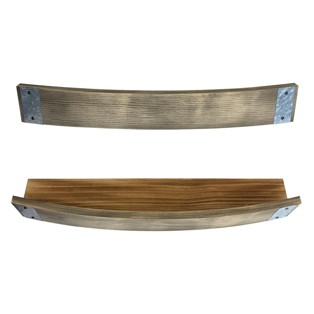 Oak Barrel Shelf for Whiskey Bourbon Scotch Bottles - Wall Mounted Whiskey Bo...