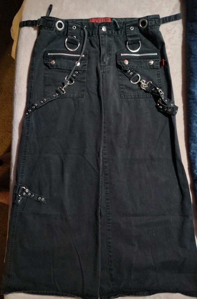 TRIPP NYC Vintage Y2K Womens Pants Size 7 Black Gray Wide Leg Goth Punk Emo Rave
