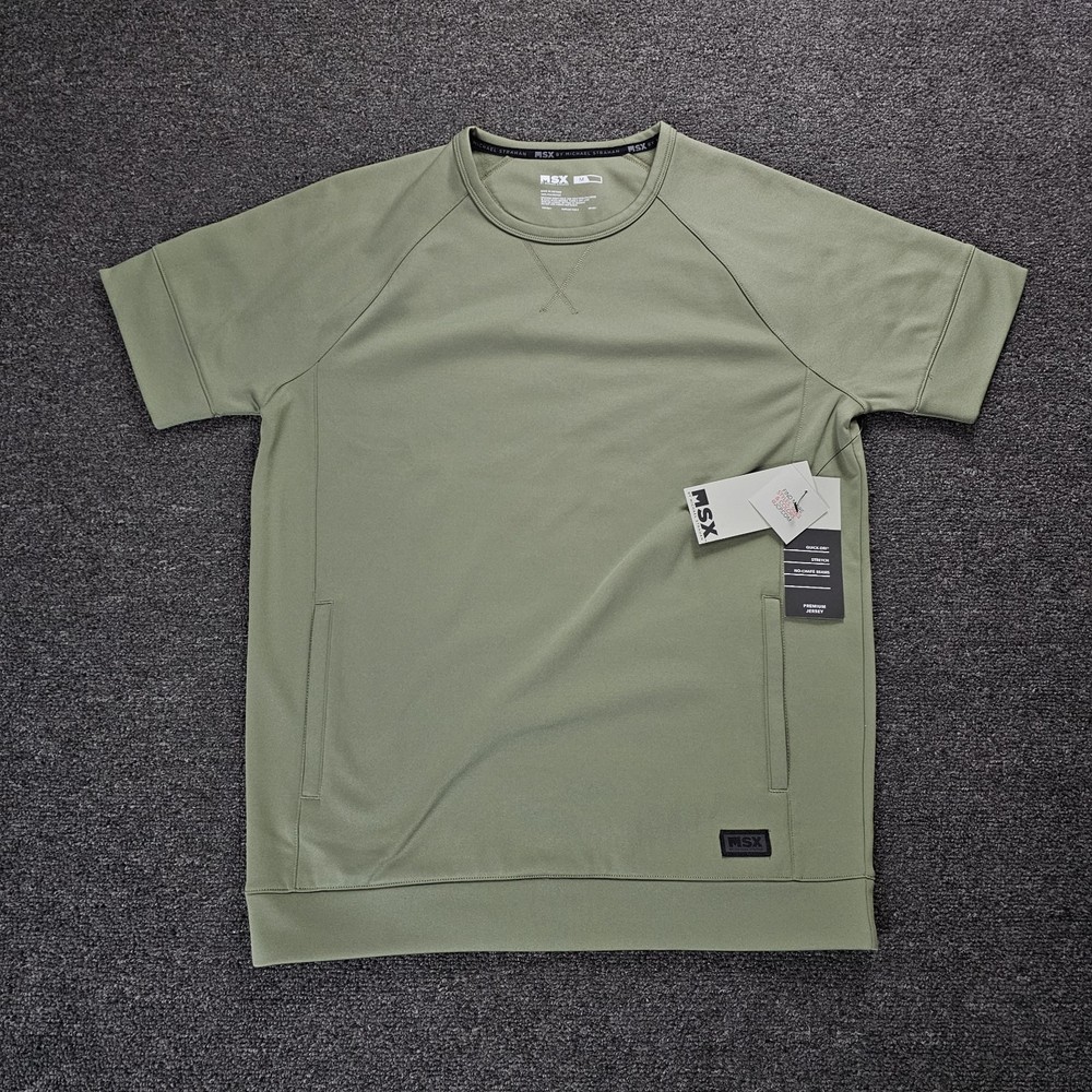 NEW MSX Michael Strahan Sweatshirt Mens Medium Green Pullover Short Sleeve