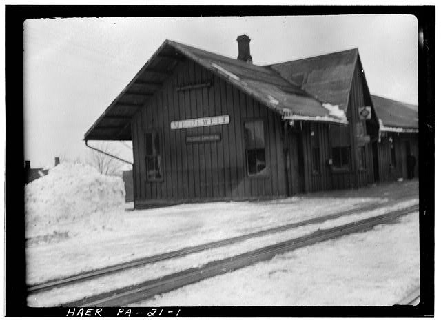 1. Oblique view of station from trackside. (photocopy) - Erie Railway, Mount