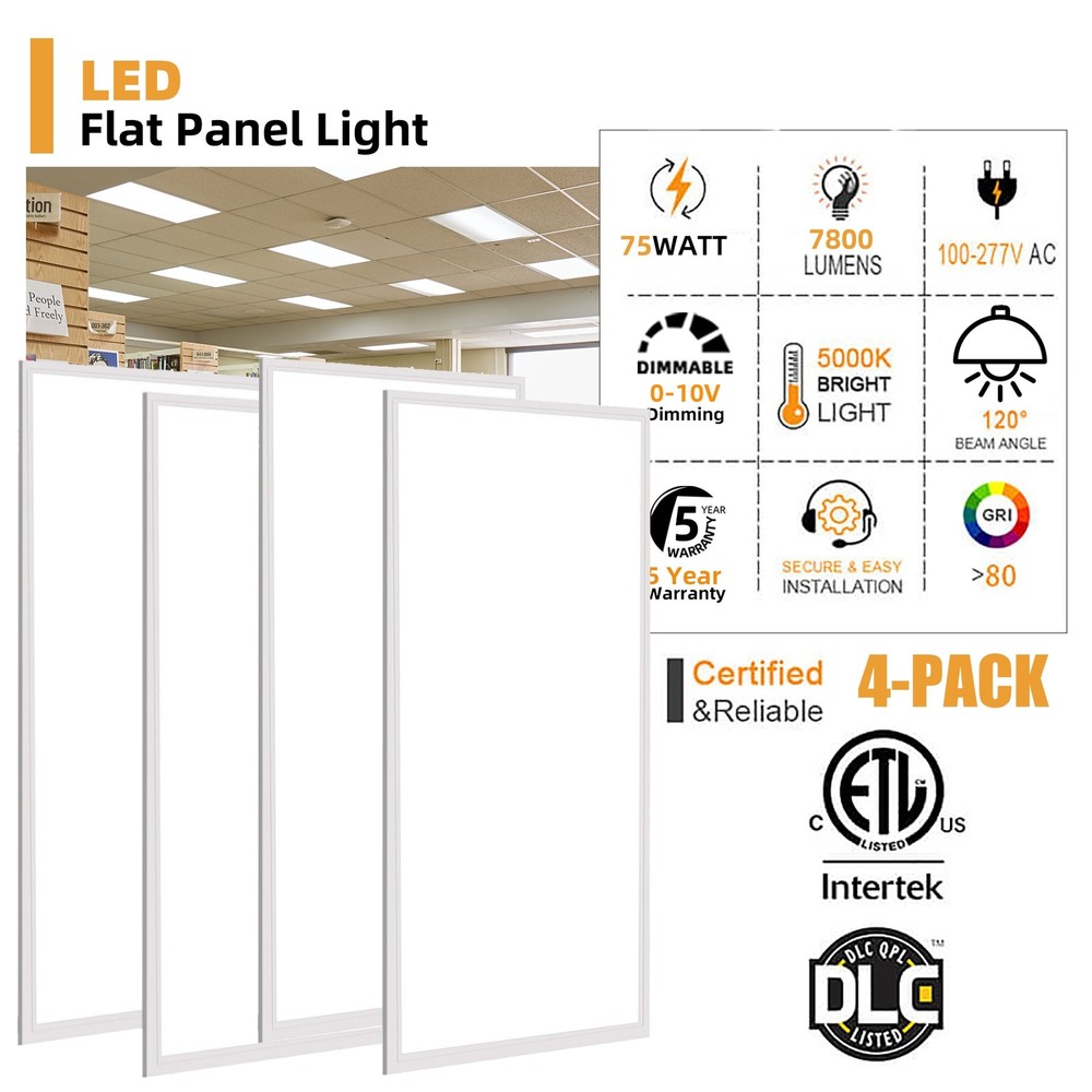 2x4 FT LED Lights Ceiling,Dimmable 0-10V, Recessed Drop Ceiling Lights Fixture