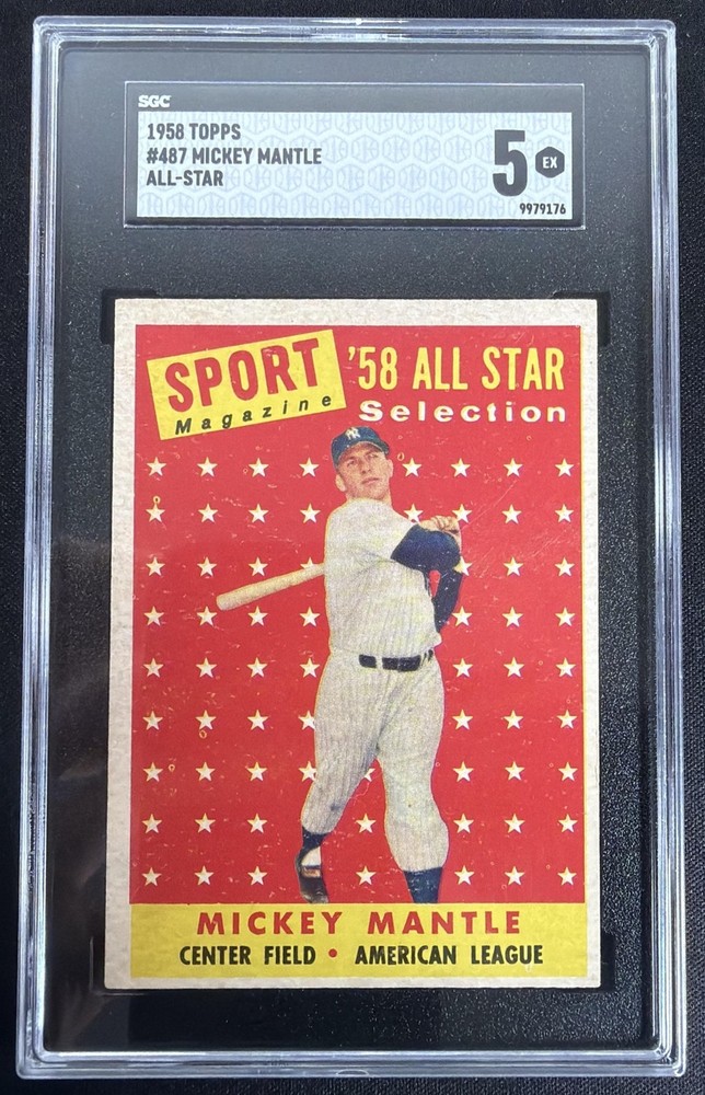 1958 Topps Mickey Mantle #487 All-Star Yankees SGC 5