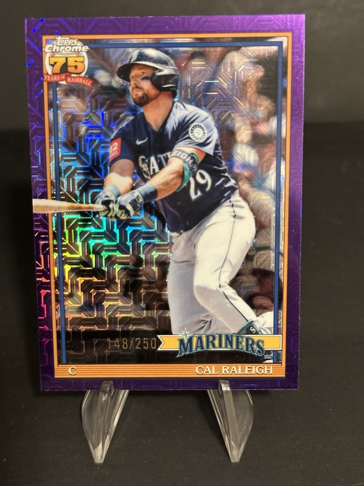2026 Topps Series 1 Cal Raleigh Purple /250 Silver Pack MOJO #91C-80 Mariners