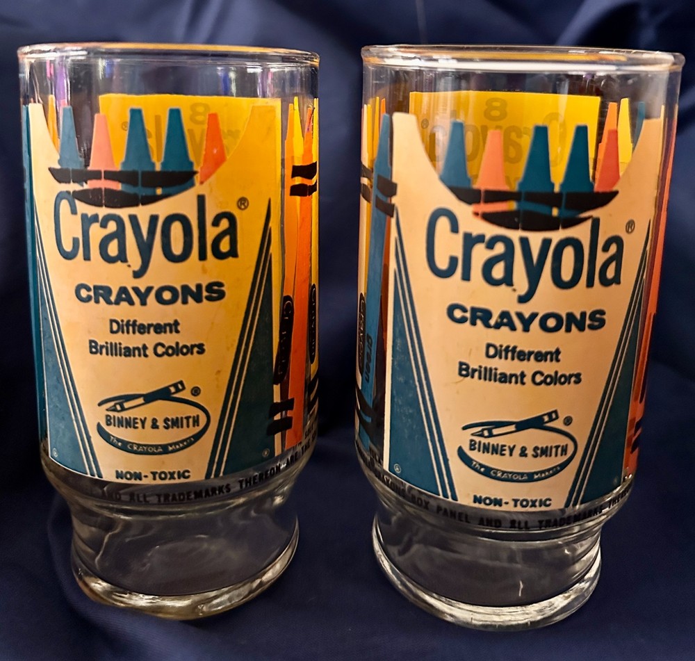 Crayola Drinking Glasses Vintage Set Of 2