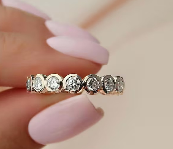 3.0 Ct Round Cut Simulated Diamond 14k White Gold Plated Full Eternity Band Ring