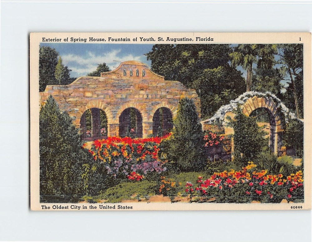 Postcard Exterior Fountain of Youth Spring House Saint St. Augustine Florida USA