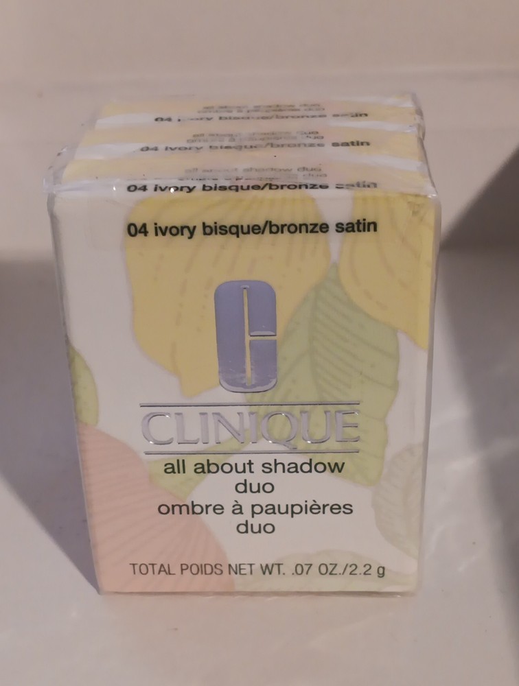 CLINIQUE All About Shadow Duo 04 Ivory Bisque  Bronze Satin .07 oz Full Size NIB