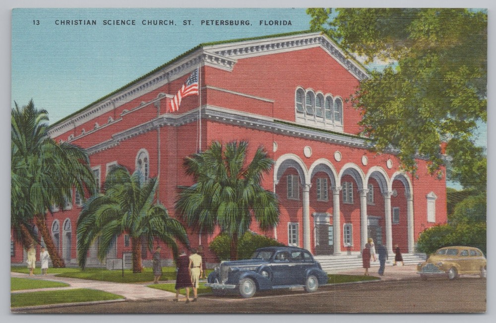 St Petersburg Florida~Christian Science Church~Linen Vintage Postcard