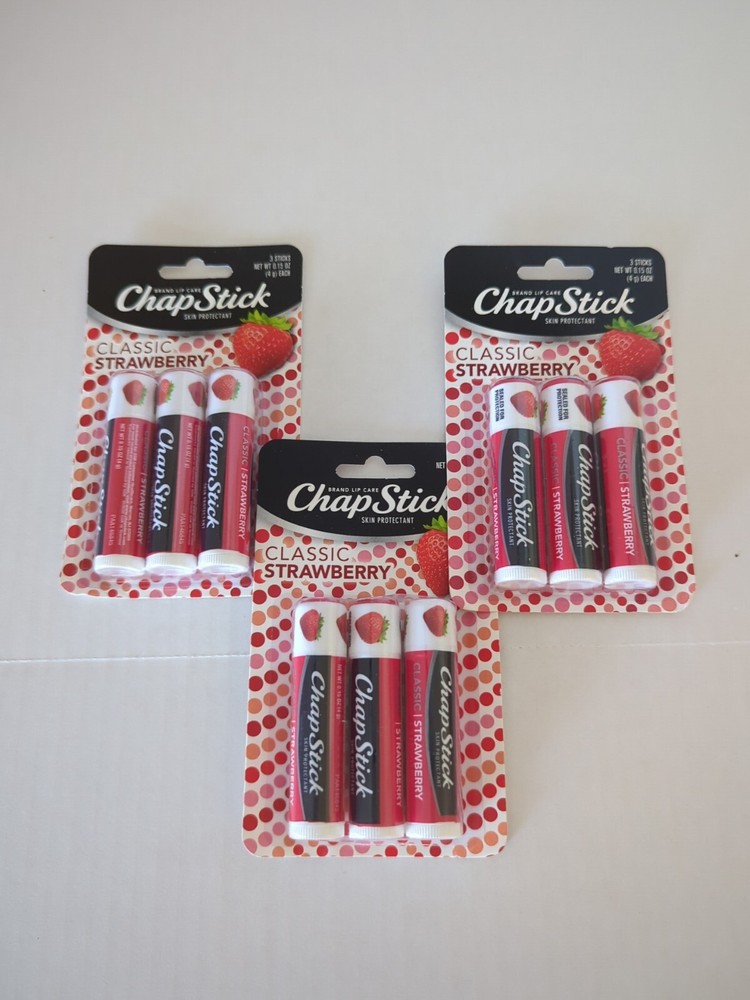 ChapStick Classic Lip Balm Strawberry 3 Count Multicolor