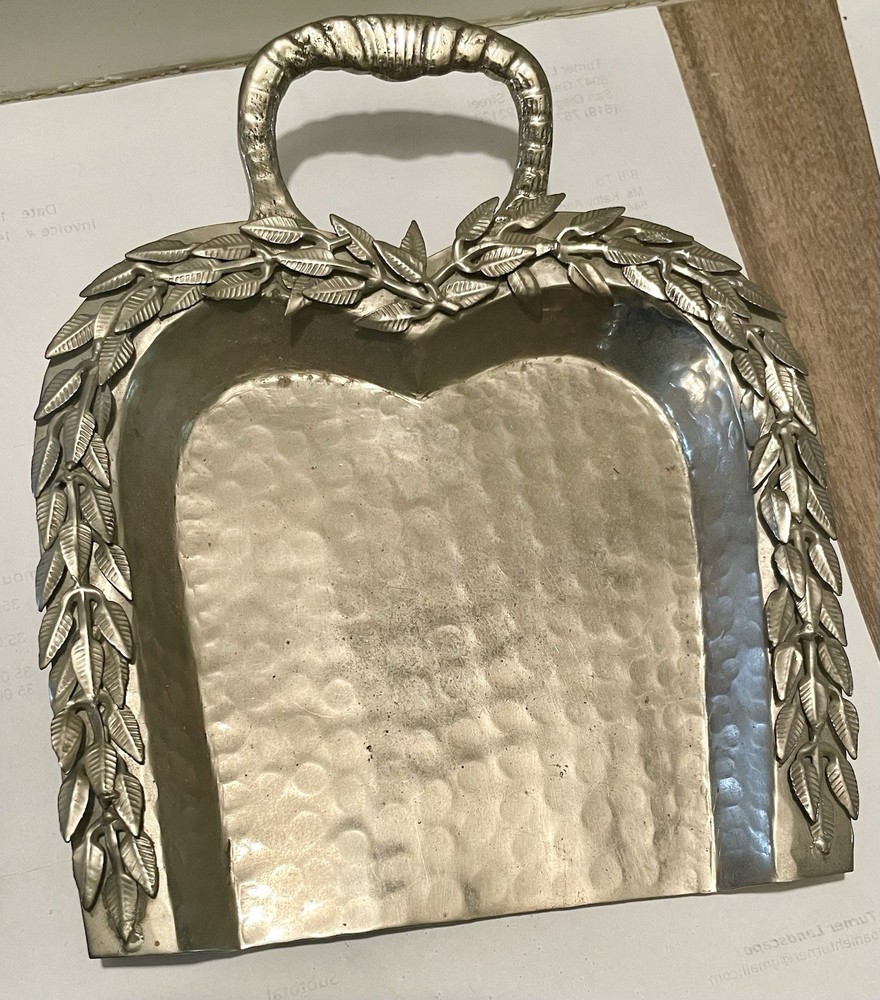 Mid-Century Hammered Aluminum Crumb Tray, 8.25 x 7