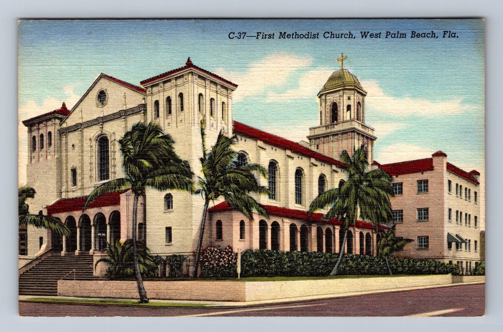 West Palm Beach FL-Florida First Methodist Church Vintage Postcard