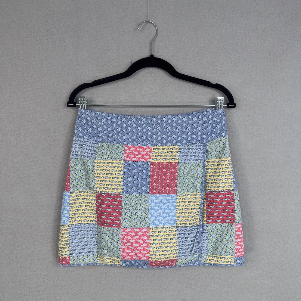 Vineyard Vines Skirt Womens 2 Colorful Patchwork Nautical Fish Anchors Print