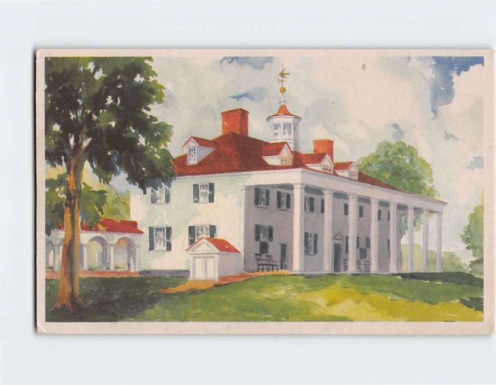 Postcard East Front Mount Vernon Mansion Facing the Potomac Virginia USA