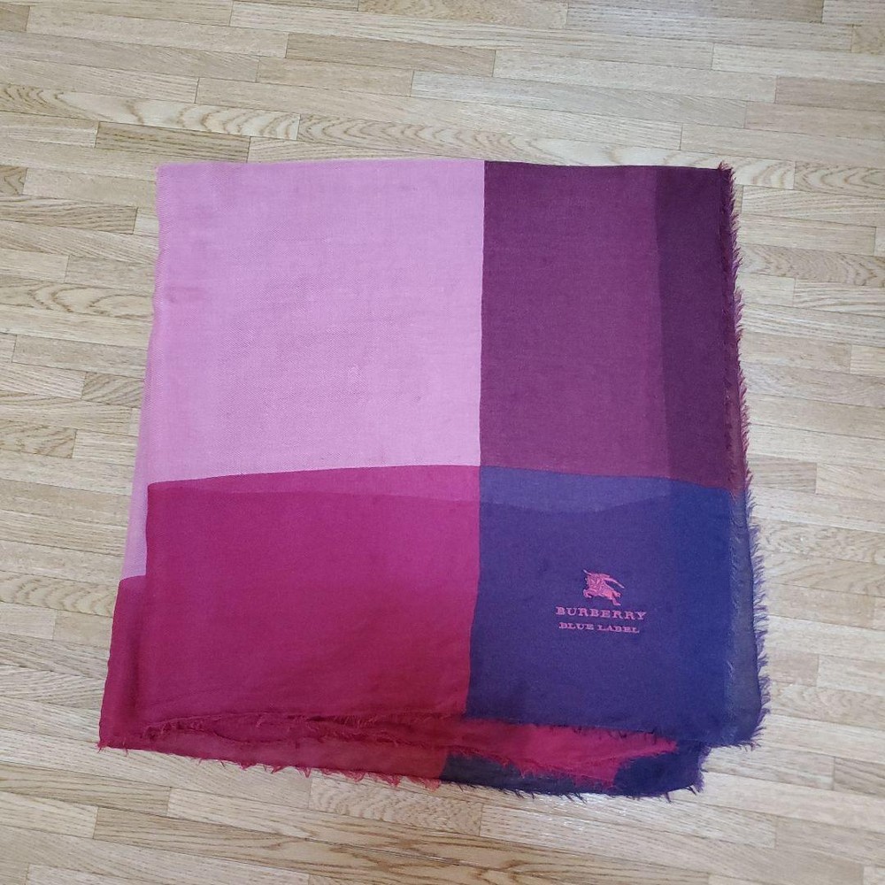 Burberry Blue Label Stole Scarf Lightweight 103x103cm Used, Washed