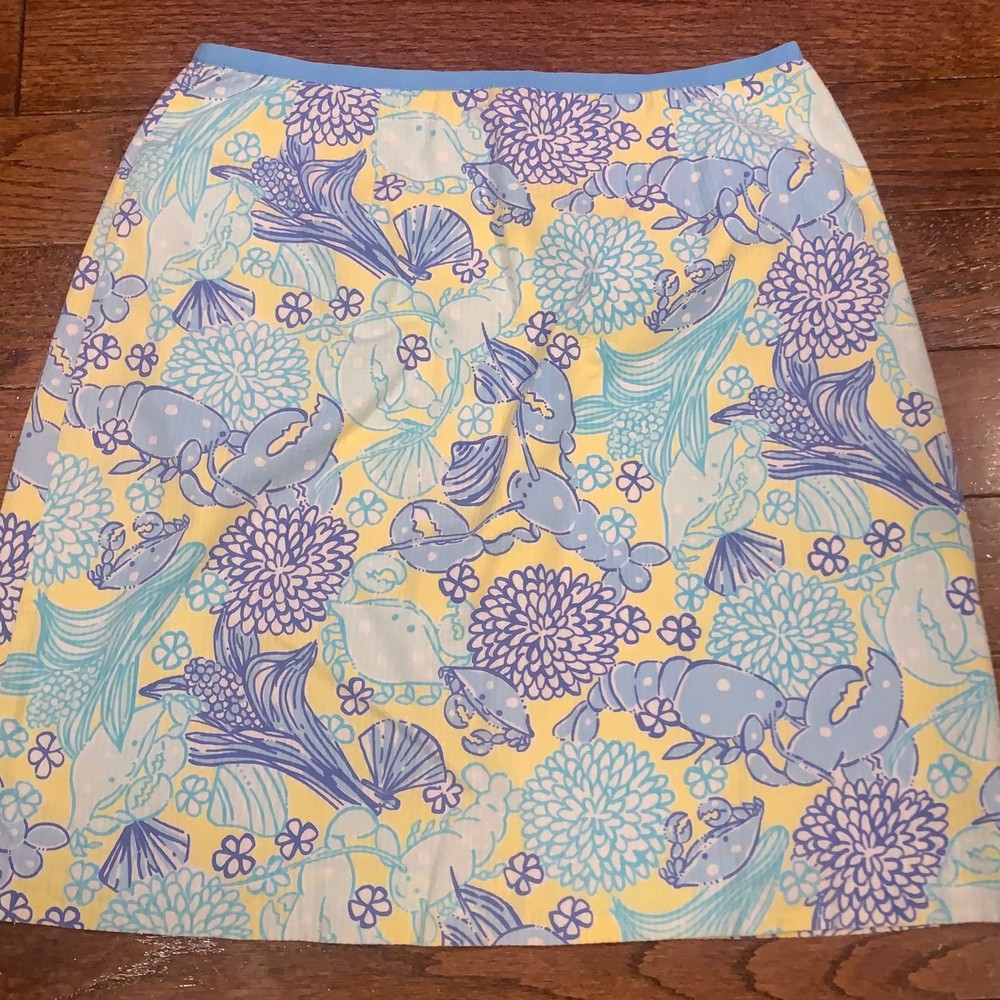 Vintage Lilly Pulitzer Coastalcore Lobster Print Mini Skirt Preppy Y2K Size 6