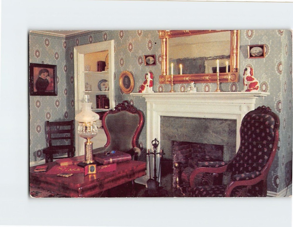 Postcard The parlor in the Becky Thatcher House Hannibal Missouri USA