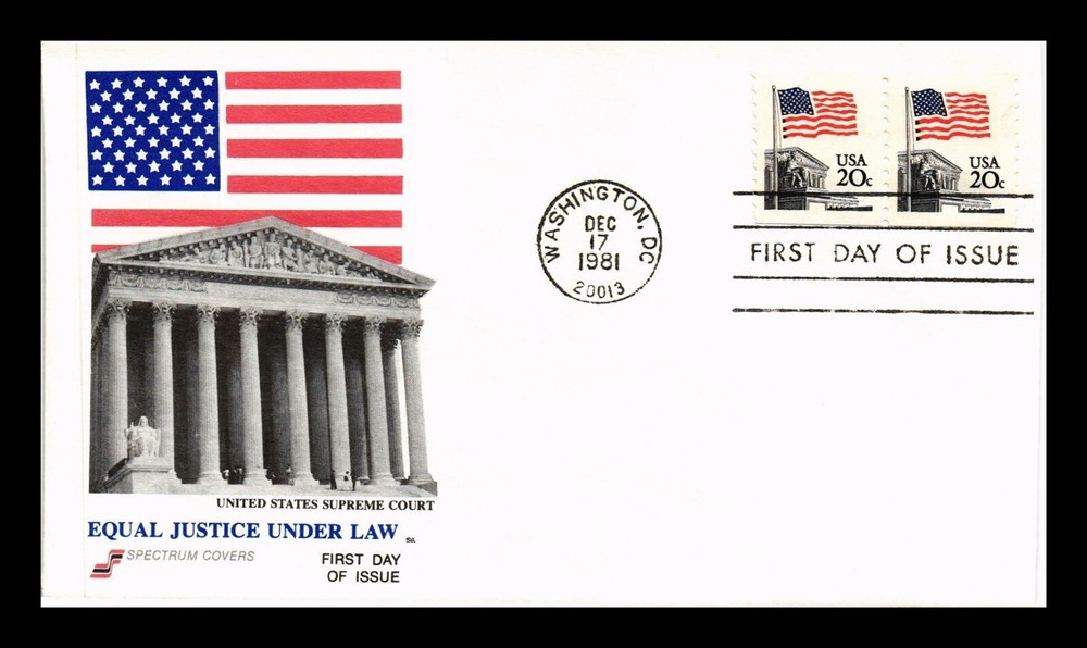 DR JIM STAMPS US FLAG OVER SUPREME COURT 20C FDC SPECTRUM CACHET COVER
