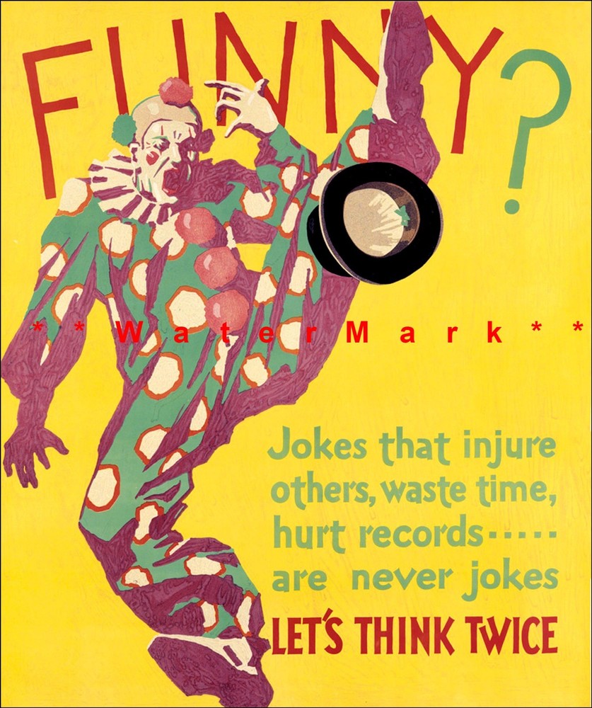 Funny ? Let's Think Think Twice 1929 WPA Motivational Vintage Poster Print Art