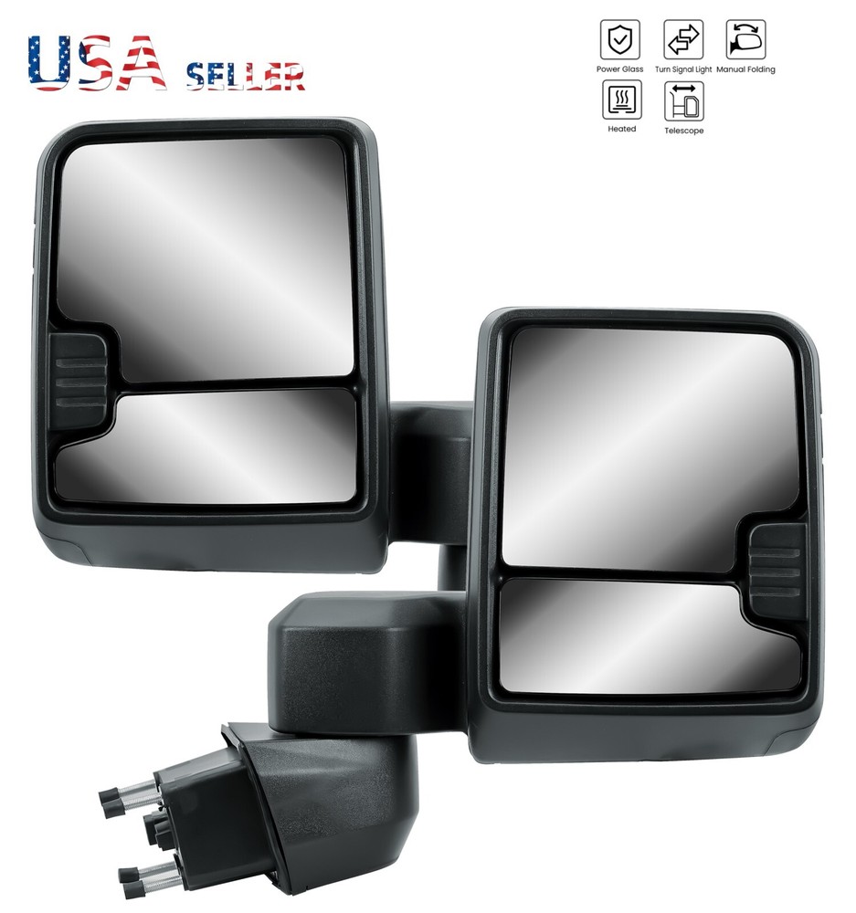 Pair Left+Right Side Tow Mirror Black for 19-24 Chevy Silverado/Sierra 2500 3500