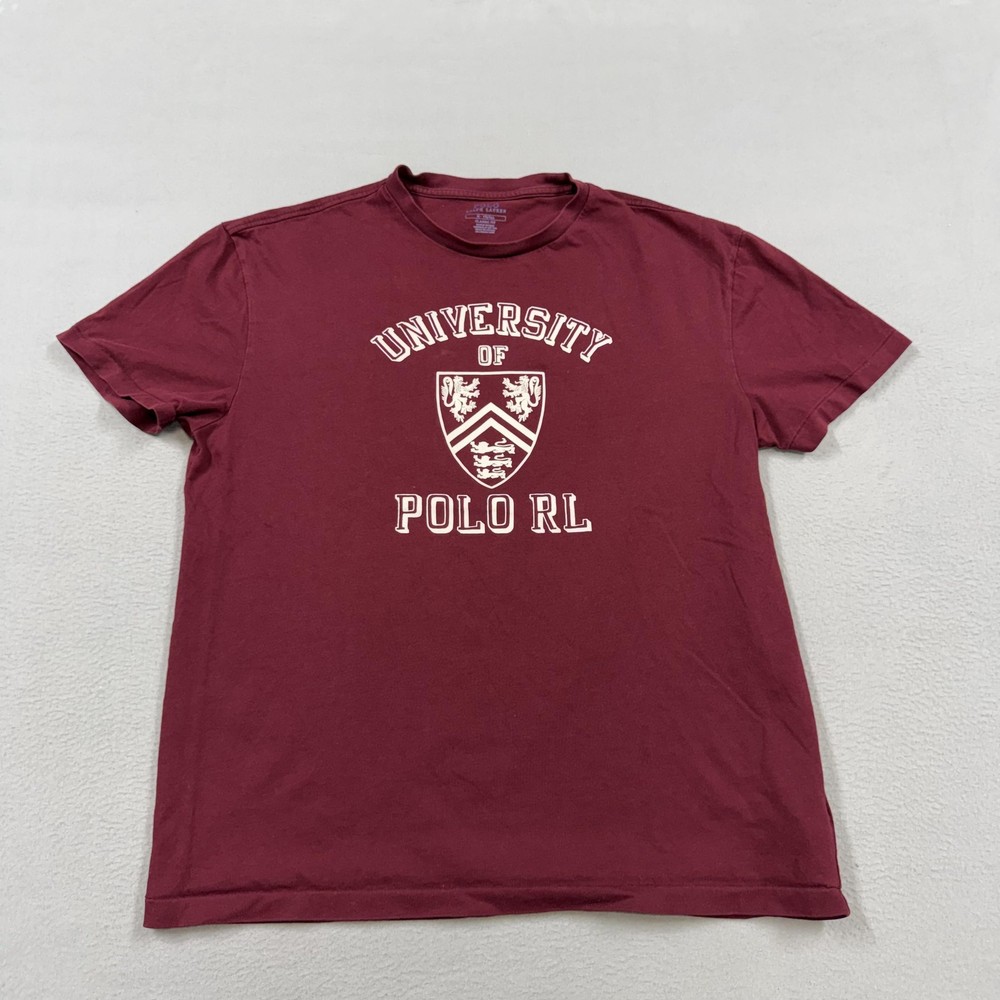 Polo Ralph Lauren Shirt Mens Medium Red University Crest Graphic Tee Classic