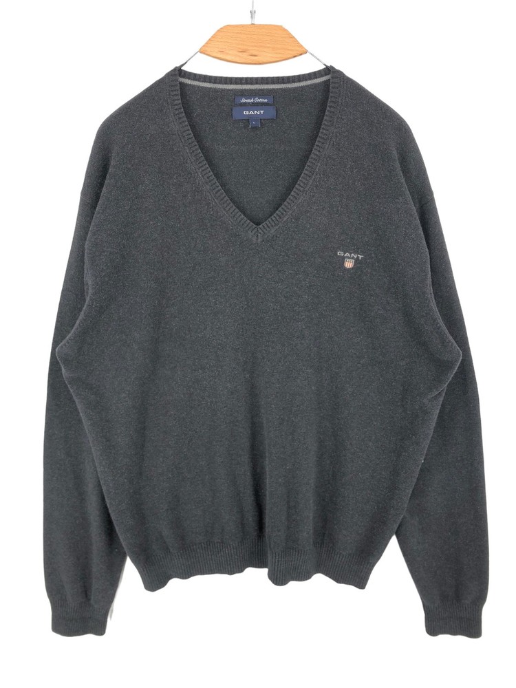 GANT Men V-Neck Stretch Cotton Jumper Pullover Sweater Size L
