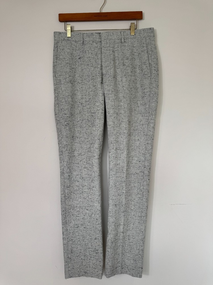 Reiss Grey Textured Trousers 32R Mens Tailored Smart Formal Wool Blend