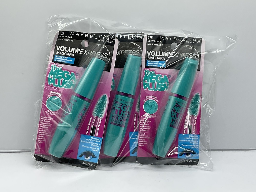 3 Pack Maybelline Mega Plush Mascara Volumizing Very Black 275
