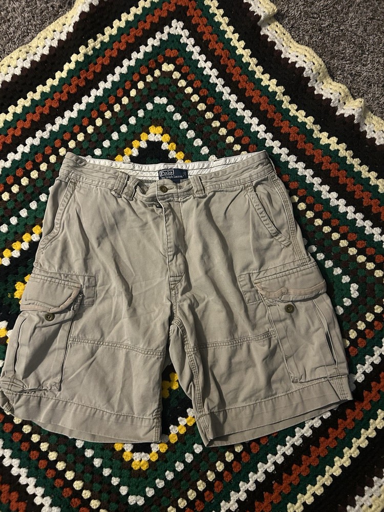Polo Ralph Lauren Men's Classic 67 Cargo Shorts Size 34, Beige, Loose Fit