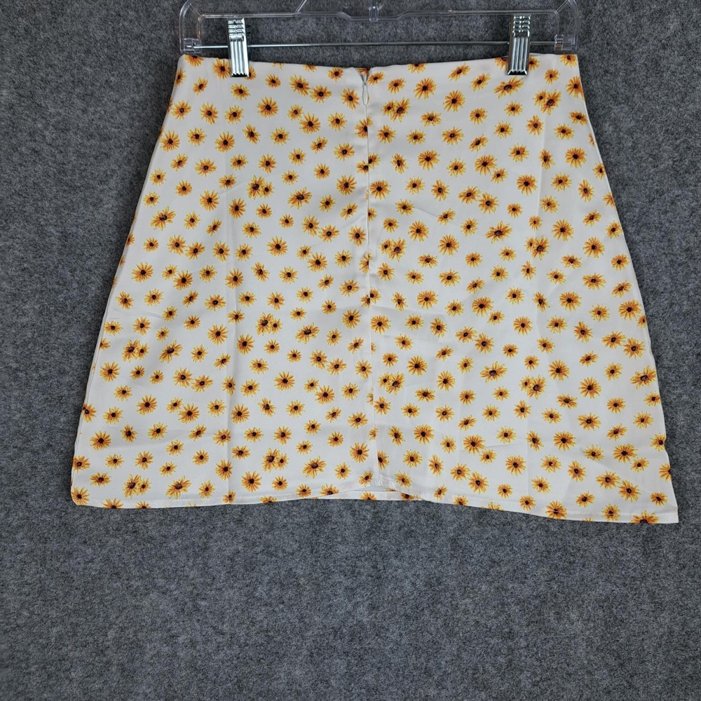 New We Wore What Daisy Print Floral Mini Slip Skirt Ivory  Size Small