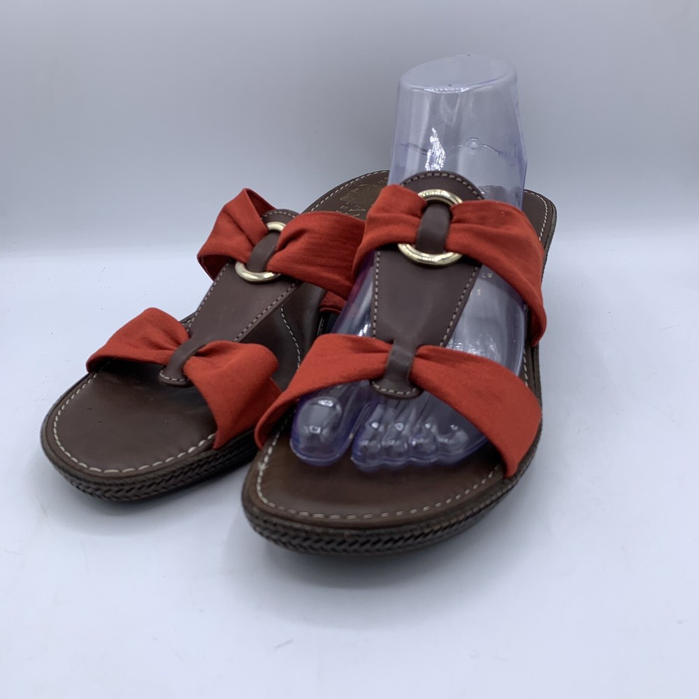 Italian Shoemakers Sandals Womens 11 Casual Slip On Platform Wedge Slide Orange