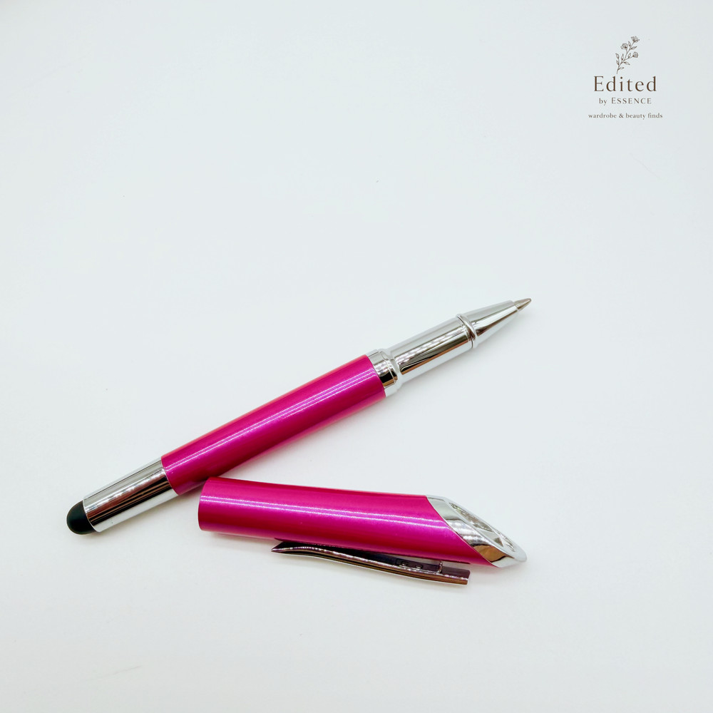 Swarovski Pink Ballpoint Pen Crystal Accent Silver Tone Lightly Used