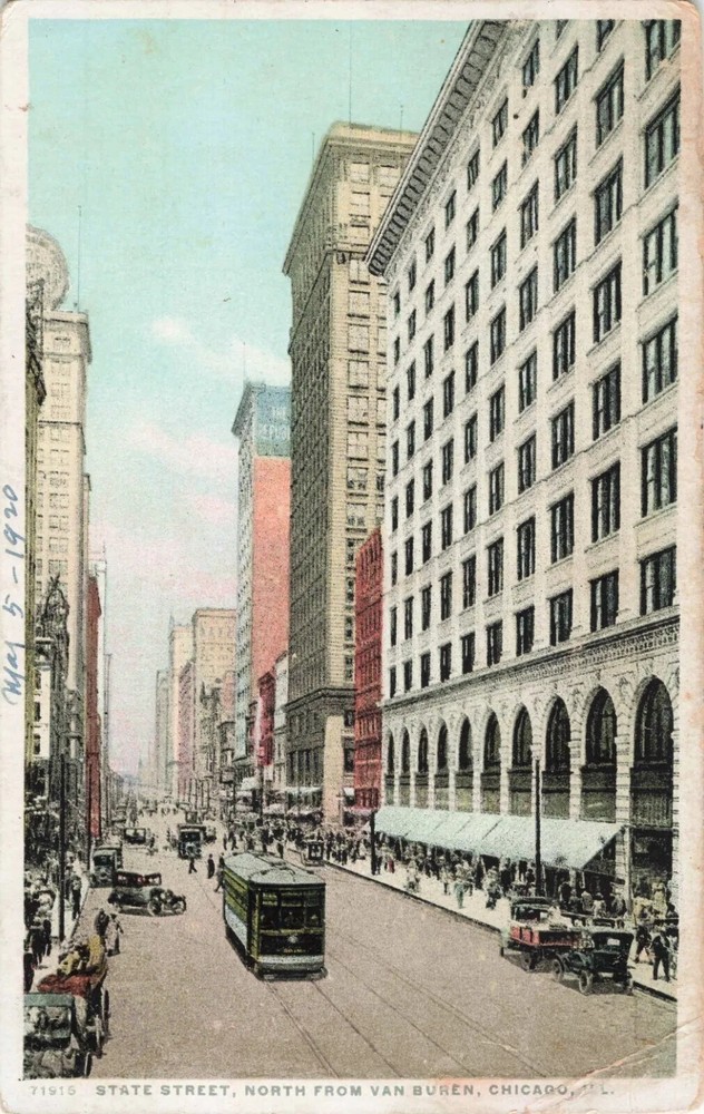 State Street, North from Van Buren - Chicago Illinois IL - Postcard