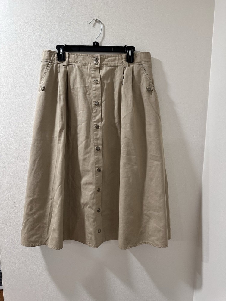 Cabin Creek Aline Button Front Maxi Khaki Skirt Earthy Effortless Size 18