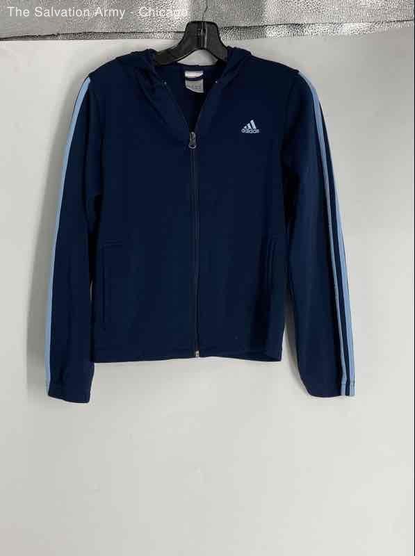 Adidas Womens Blue Long Sleeve Full-Zip Activewear Track Jacket Size Large