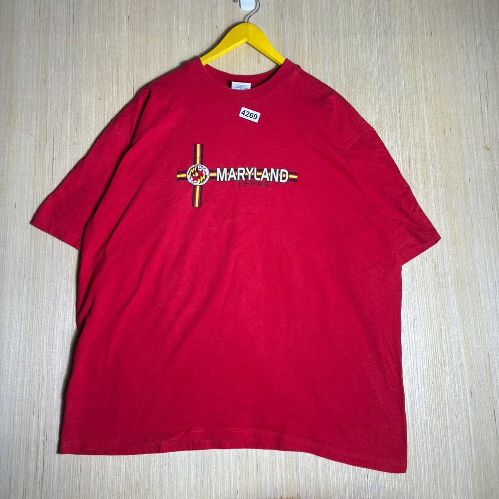 Vintage Maryland Terps T-Shirt Mens large Red Maryland Book Exchange NCAA Y2K