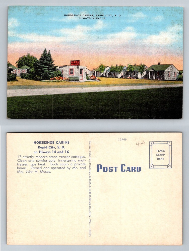 Rapid City, SD-South Dakota, Horseshoe Cabins Stone Cottages Vintage Postcard
