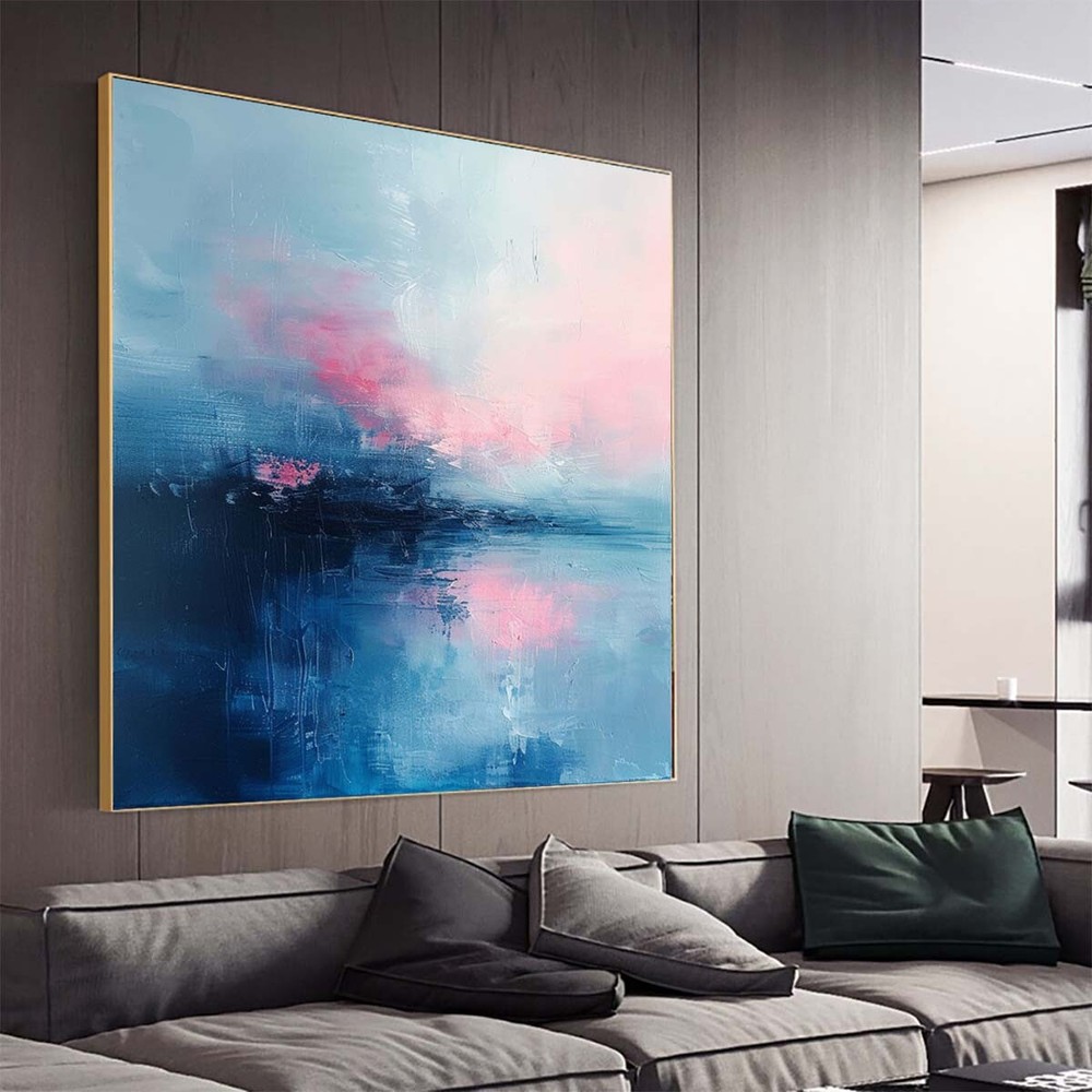 Modern Home Decor Handmade Abstract Oil Painting on canvsa Living Room blue