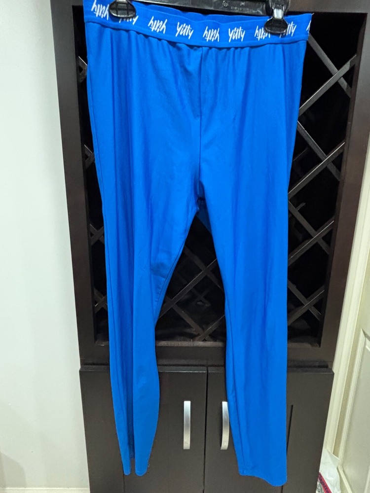 Yitty Royal Blue Leggings Large High Waist+High Rise Inseam 28 5/8 Inch EXC Cond
