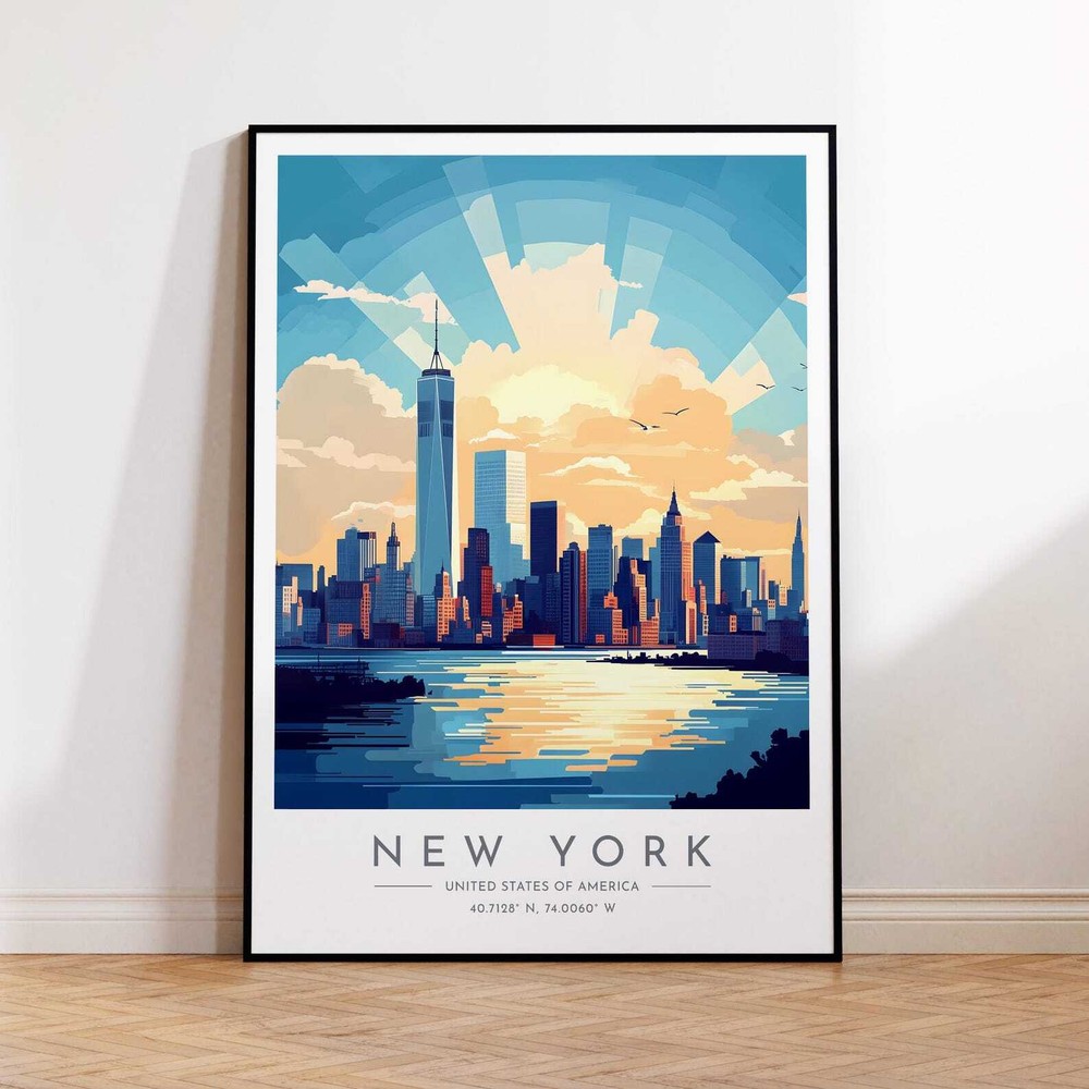 New York Travel Poster United States New York Print Home Decor Print Framed Or