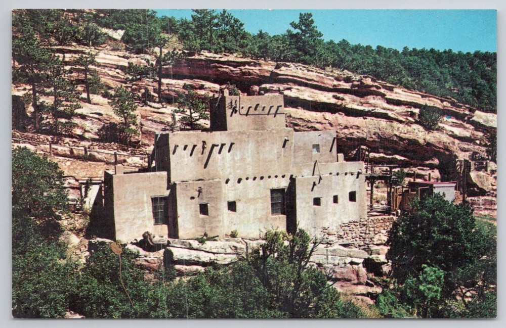 Taos Pueblo New Mexico Vintage Postcard Plastichrome Native American Adobe