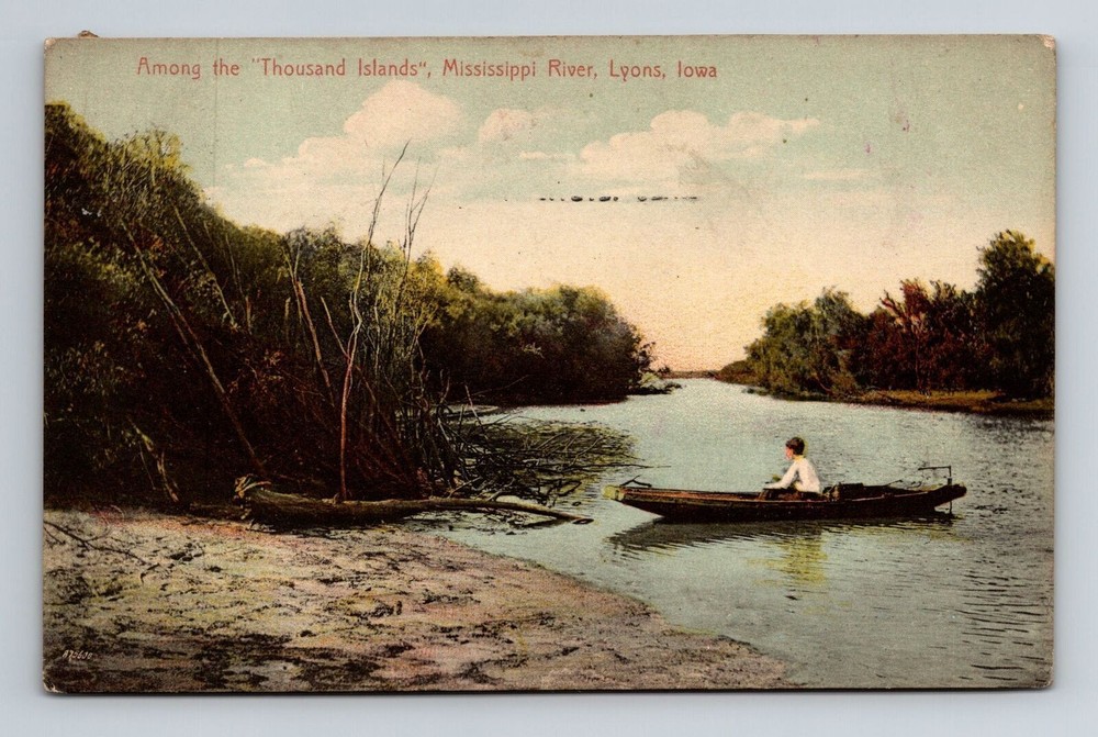 Lyons IA-Iowa, Among the Thousand Islands, Mississippi River, Vintage Postcard
