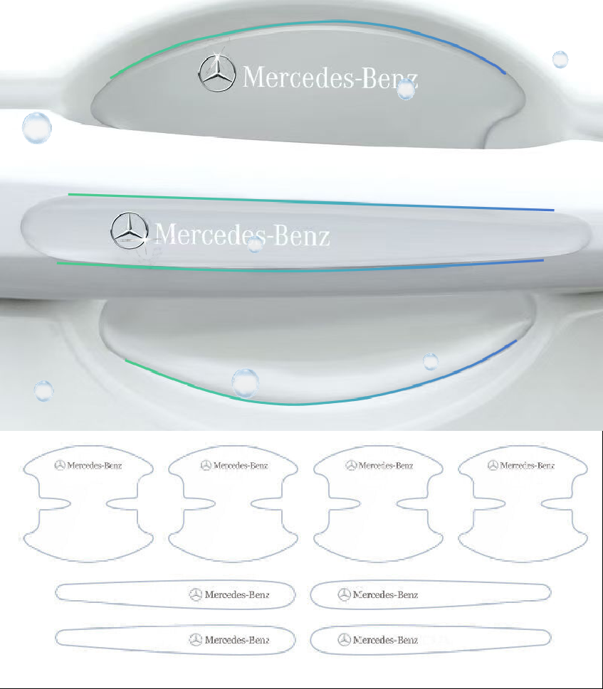 8pcs Invisible Car Door Handle Scratch Sticker Protector Film for Mercedes Benz