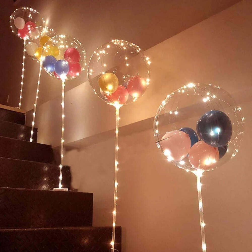 1Set Led Balloon With Column Stand Luminous Transparent Bobo Balloons Stand LED