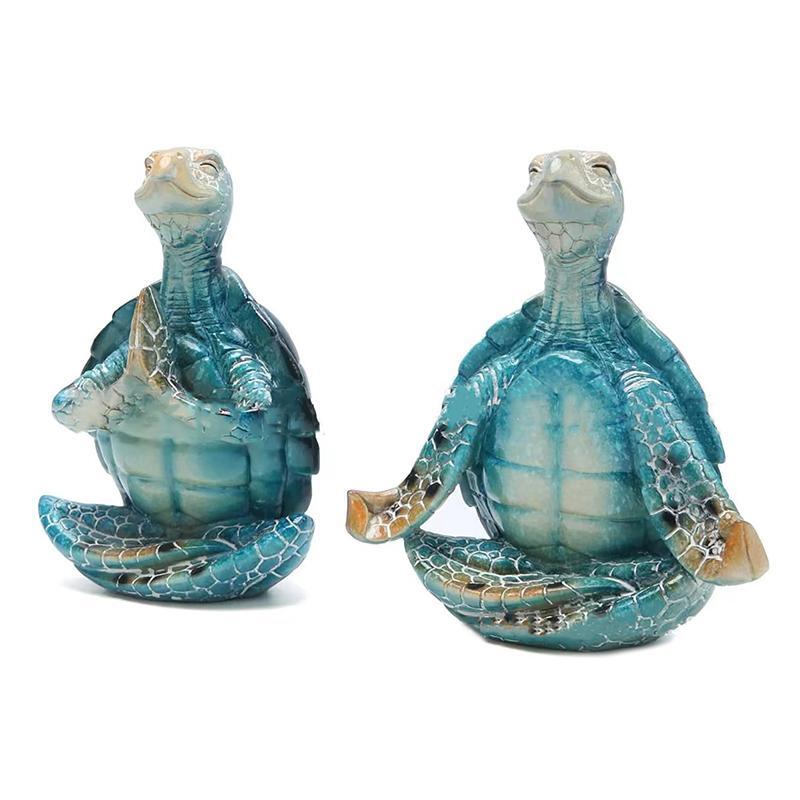 Figurine Animal Turtle Resin Multicolor Small Modern Carved Free Stand Decor